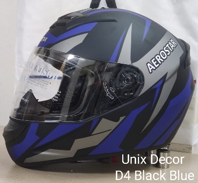Picture of AEROSTAR UNIX DECOR D4 BLACK BLUE FULL FACE HELMET (BLACK BLUE)