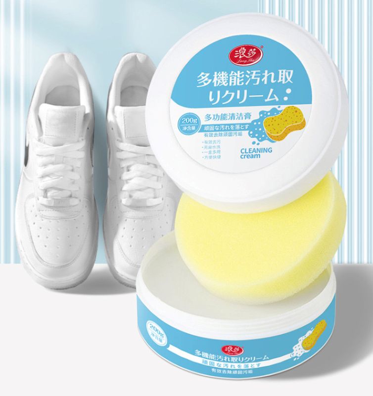 Picture of White Shoe Cleaning Cream Multifunctional Shoe Cleaner Household Sports Shoes Canvas Cleaner Cleaning Tools With Wipe Sponge
