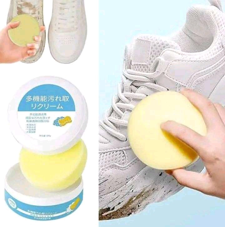 Picture of White Shoe Cleaning Cream Multifunctional Shoe Cleaner Household Sports Shoes Canvas Cleaner Cleaning Tools With Wipe Sponge