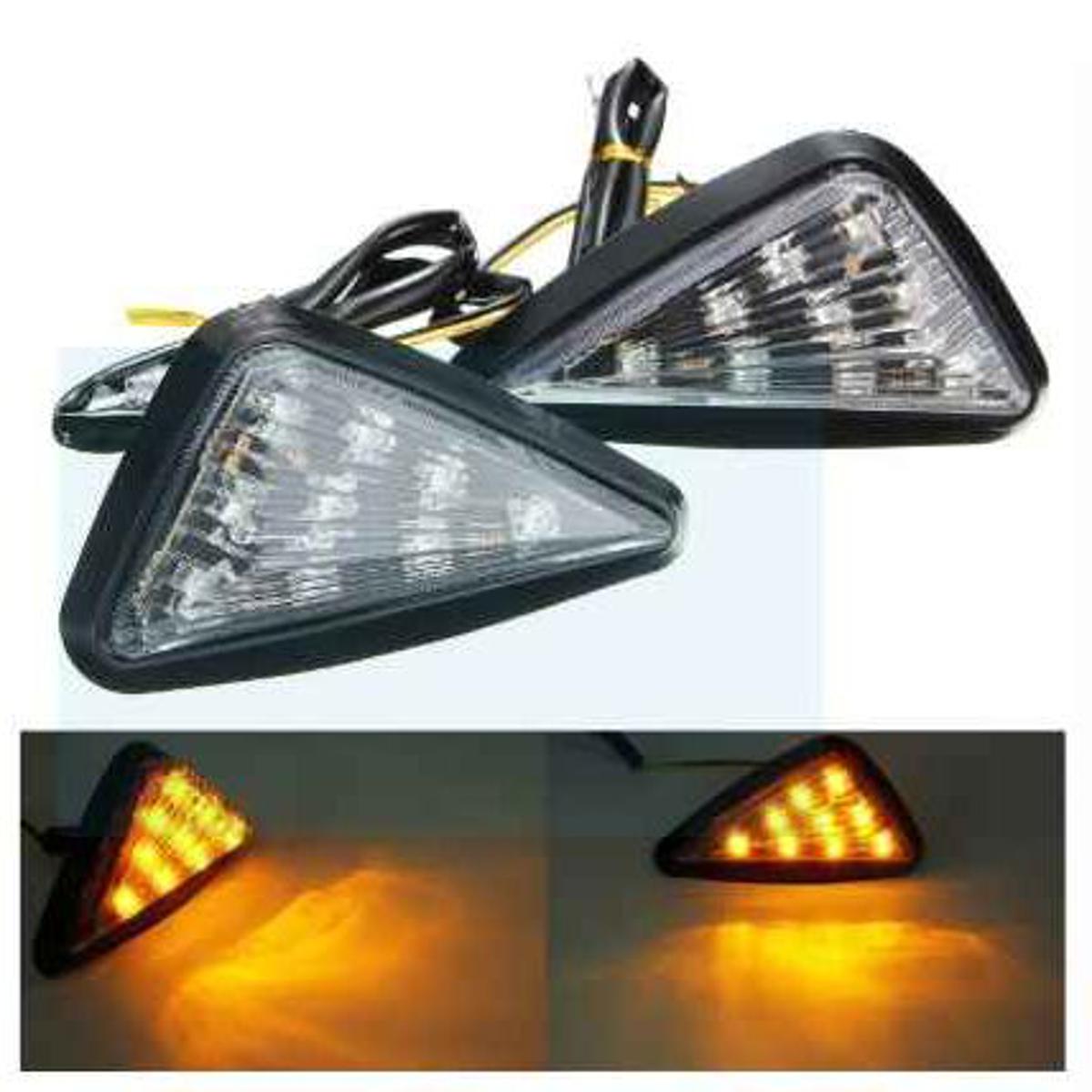 Picture of Motorcycle body indicator light or Motorcycle Universal Euro Triangle Flush Mount Smoke Amber LED Light Yellow (Yellow)