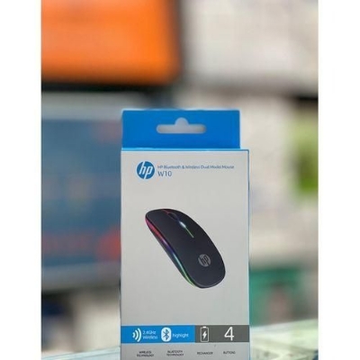 Picture of HP W10 Wireless Bluetooth Mouse, Rechargeable Dual Mode LED Mouse (Bluetooth 5.2 & USB Receiver) Portable Silent Mouse, for Laptop/Desktop/Tablet/Bluetooth Mouse RGB Led Light Mouse