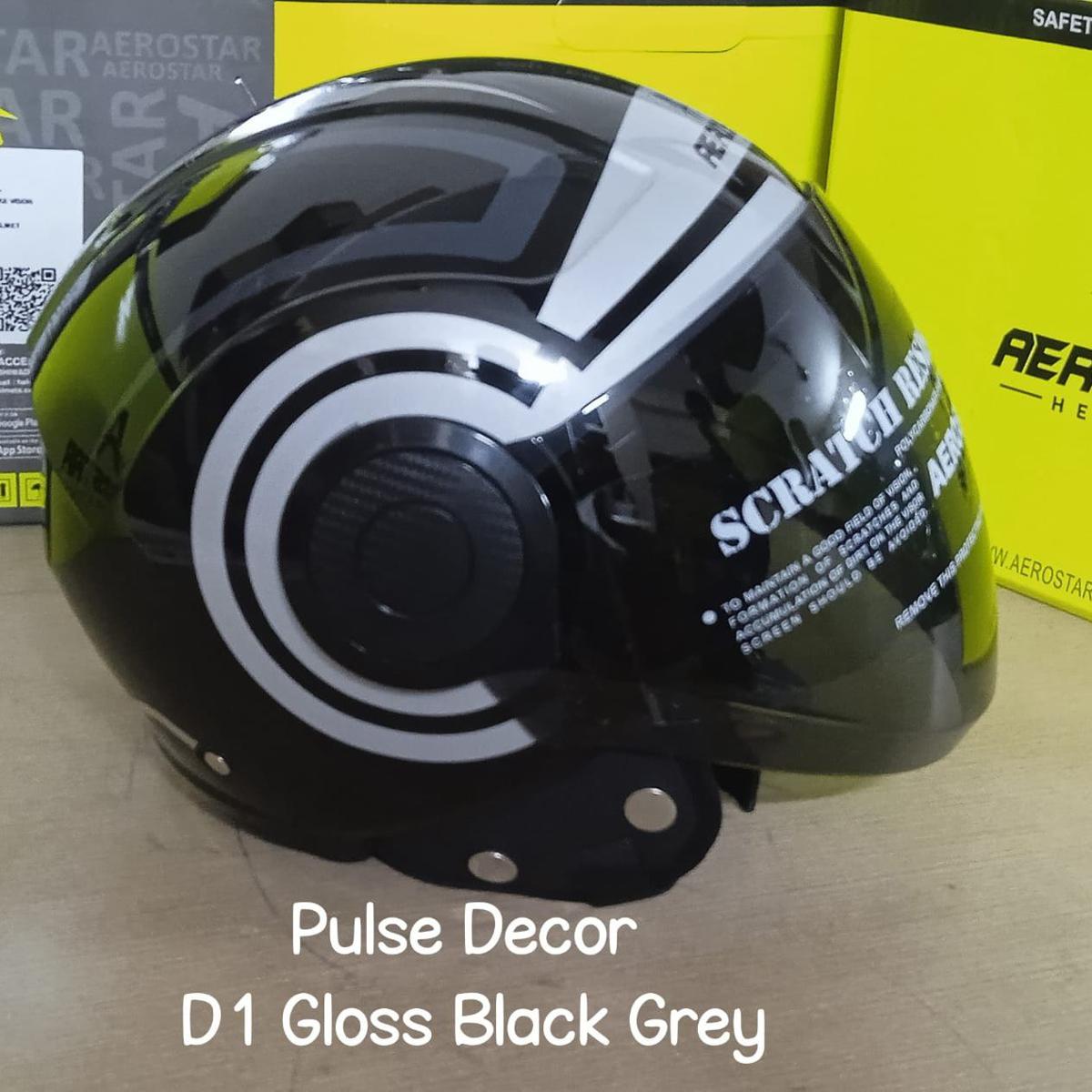 Picture of PULSE DECOR D1 BLACK GREY CERTIFIED HELMET (Black)