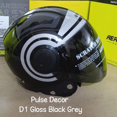 Picture of PULSE DECOR D1 BLACK GREY CERTIFIED HELMET (Black)