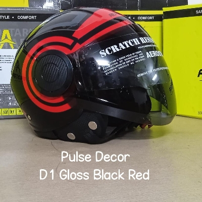 Picture of PULSE DECOR D1 BLACK RED CERTIFIED HELMET (Black)