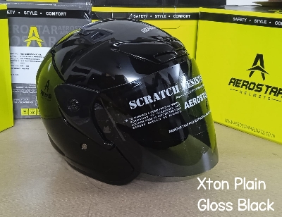 Picture of X-TON PLAIN GLOSSY BLACK  CERTIFIED HELMET (Black)