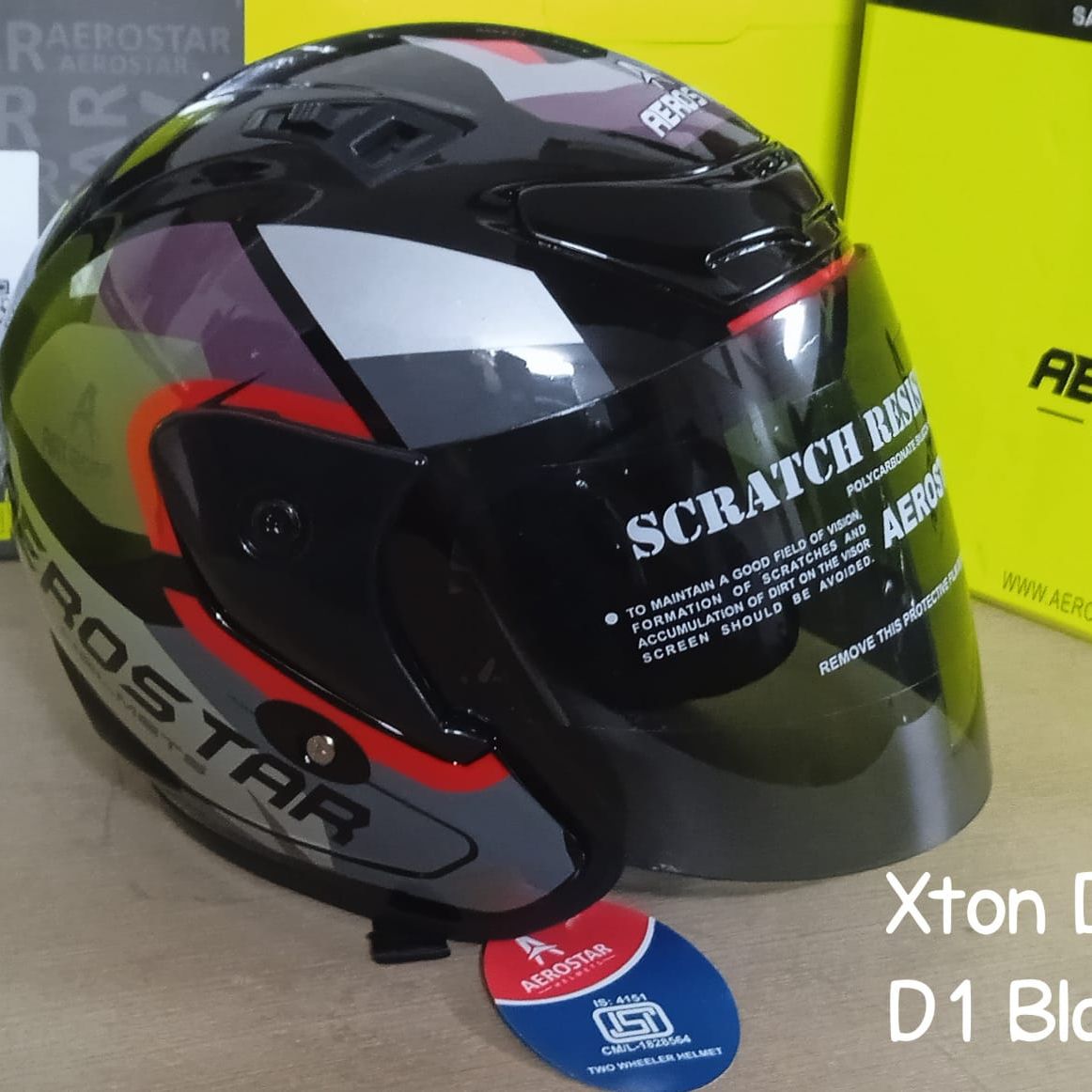Picture of X-TON DECOR D1 BLACK RED CERTIFIED HELMET (Black)