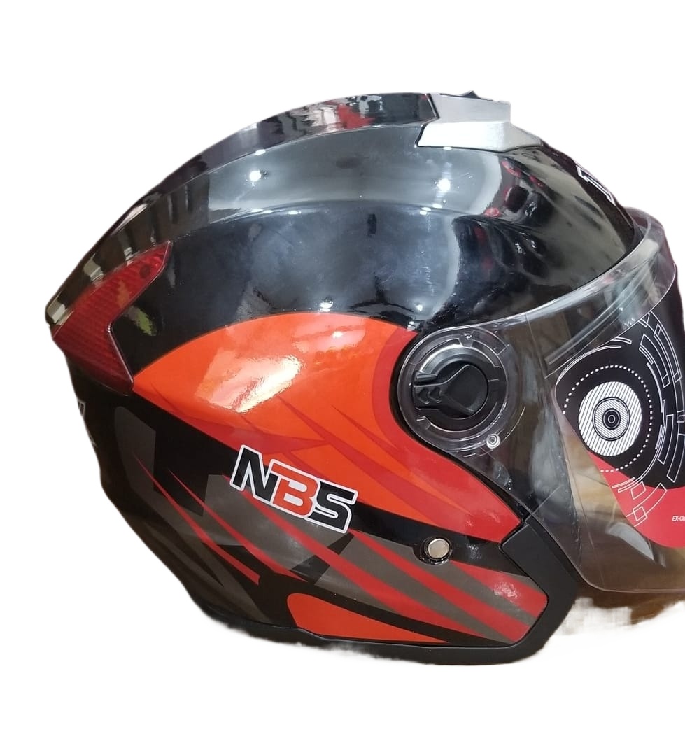 Picture of MIBK Open Half Face 603 Glossy Black Red Helmet (নিউ মডেল হেলমেট) (Red and Black)