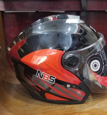 Picture of MIBK Open Half Face 603 Glossy Black Red Helmet (নিউ মডেল হেলমেট) (Red and Black)