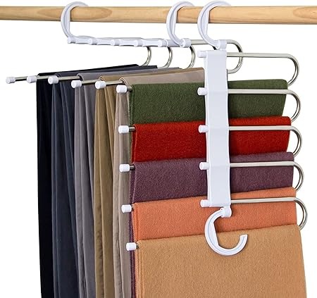Picture of Foldable Cloth Hangers 5 in 1 Stainless Steel for Clothes Hanging Multi-Layer Pant Wardrobe Hanger