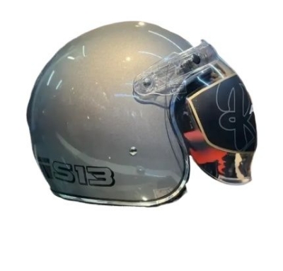 Picture of Axor Retro Jet Sportz  Silver ISI and DOT Certified Glossy Open Face Helmet (Silver)