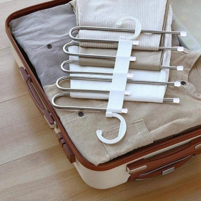 Picture of Foldable Cloth Hangers 5 in 1 Stainless Steel for Clothes Hanging Multi-Layer Pant Wardrobe Hanger