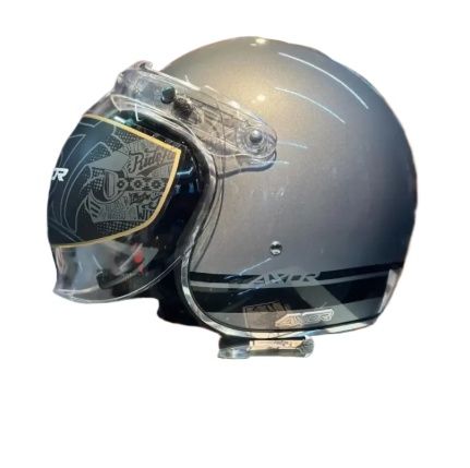 Picture of Axor Retro Jet Sportz  Silver ISI and DOT Certified Glossy Open Face Helmet (Silver)