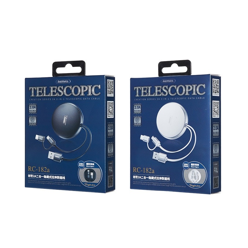 Picture of Remax RC-182a 2A 2 In 1 Type-C / USB-C + Micro USB Creation Series Telescopic Charging Data Cable