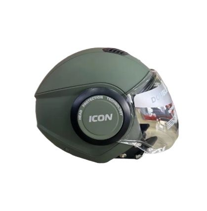 Picture of STUDDS ICON ARMY GREEN HALF FACE BIKE HELMET (Green)