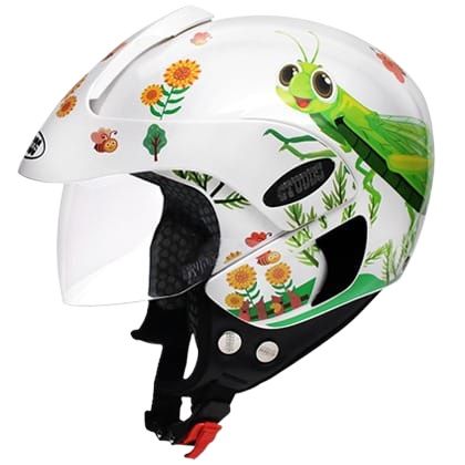 Picture of Studds Marshall Kids Helmet In BD For Adventure Kids 2 year to 5 years Baby Helmet (White and neon)