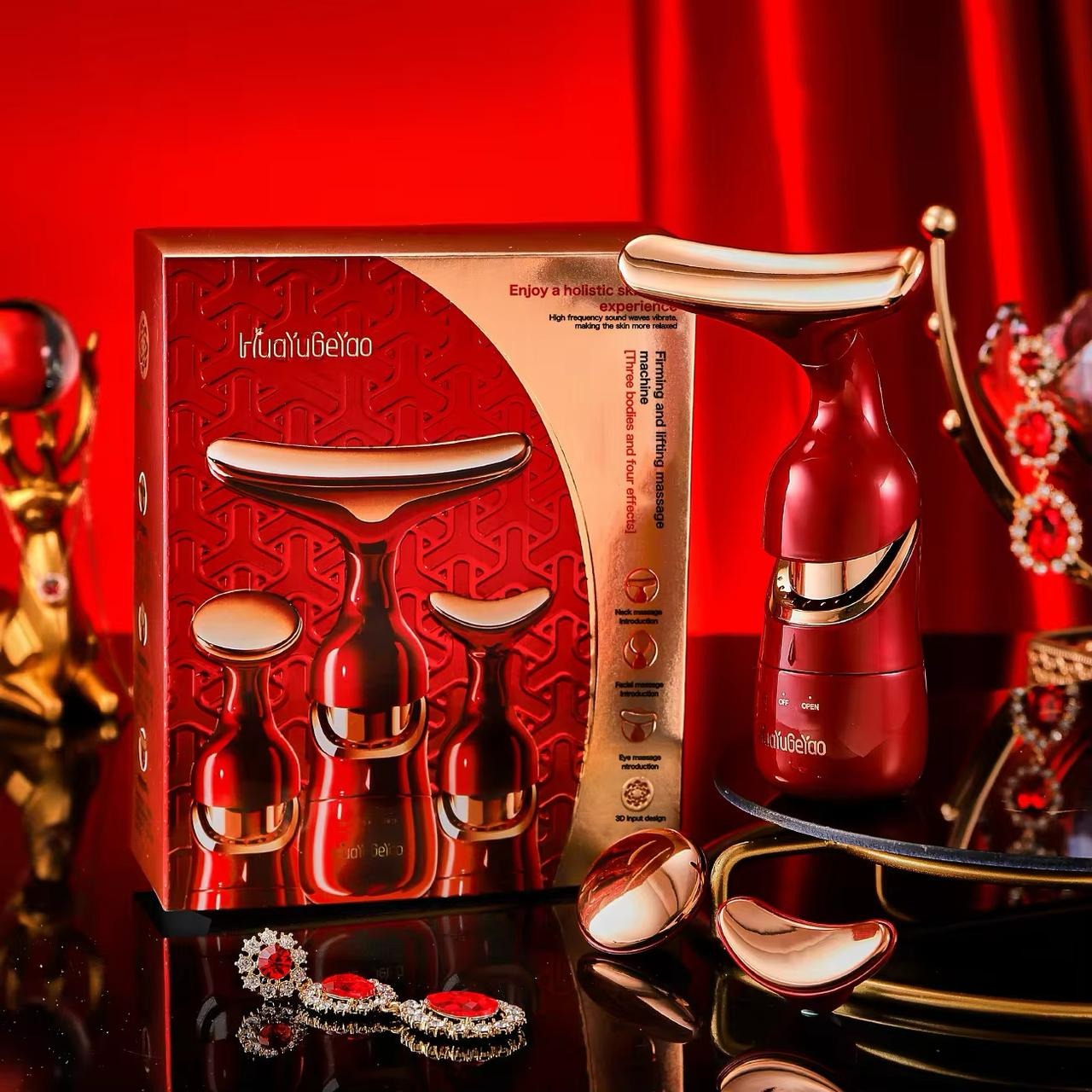 Picture of 3 In 1 Face Massager Neck Facial Eye Massage Introducer Rejuvenation Beauty Aging Anti Microcurrent Skin Care Device