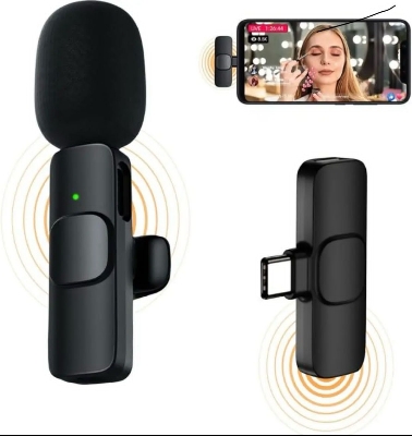 Picture of K9 Wireless Dual Microphone Professional Lapel Lavalier Microphone Remove Noise For Турe C Microphone