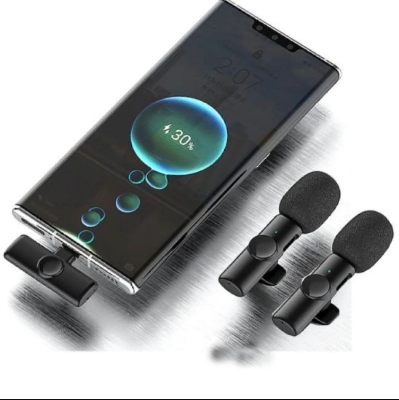 Picture of K9 Wireless Dual Microphone Professional Lapel Lavalier Microphone Remove Noise For Турe C Microphone