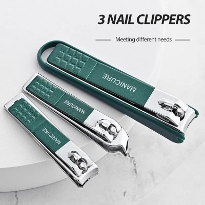 Picture of Fingernail & Toenail Clippers Set Stainless Steel Nail Clippers Set for Thick Nails with Catcher no Splash Set of 4 Sharp Nail Cutter for Women,Men,Seniors and Kids with Iron Case for Gift
