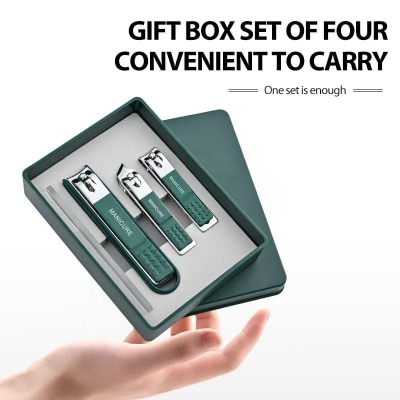 Picture of Fingernail & Toenail Clippers Set Stainless Steel Nail Clippers Set for Thick Nails with Catcher no Splash Set of 4 Sharp Nail Cutter for Women,Men,Seniors and Kids with Iron Case for Gift