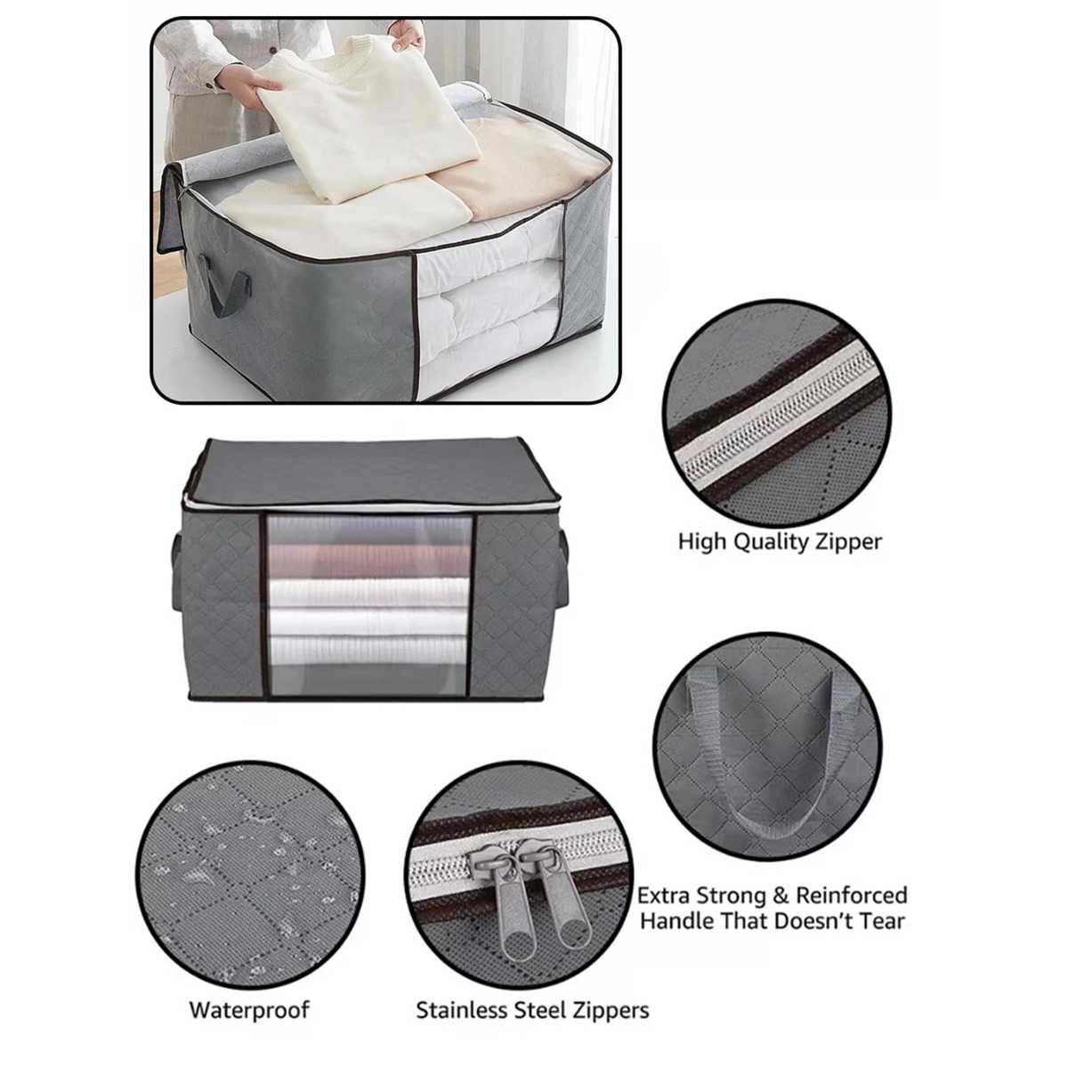 Picture of Large Capacity Quilt & Blanket Storage Bag - Winter Clothes Organizer