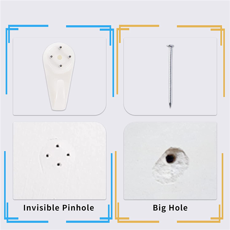 Picture of 2Pcs Mini Powerful Tracelss Wall Mounted Hanging Nail Hooks Removable Hanger Picture Hangers, Concrete/Plaster/Hard Wall Hooks, for Hanging Pictures, Tapestries, Clocks and Heavier Weights, Router Stand Hanger