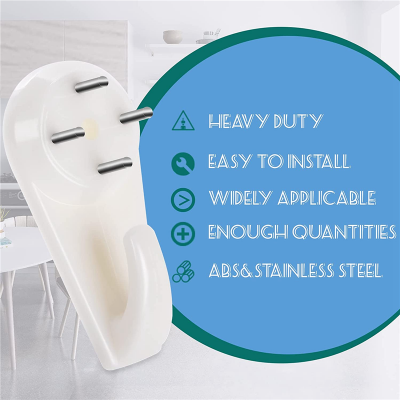 Picture of 2Pcs Mini Powerful Tracelss Wall Mounted Hanging Nail Hooks Removable Hanger Picture Hangers, Concrete/Plaster/Hard Wall Hooks, for Hanging Pictures, Tapestries, Clocks and Heavier Weights, Router Stand Hanger