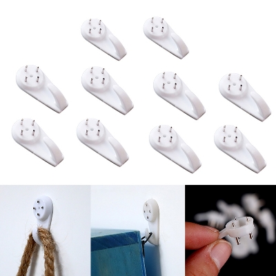Picture of 2Pcs Mini Powerful Tracelss Wall Mounted Hanging Nail Hooks Removable Hanger Picture Hangers, Concrete/Plaster/Hard Wall Hooks, for Hanging Pictures, Tapestries, Clocks and Heavier Weights, Router Stand Hanger