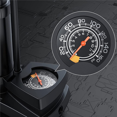 Picture of Bicycle Pump Foot Pedal Bike Tire with Pressure Gauge Cycling Equipment for Balls Swimming Ring-A