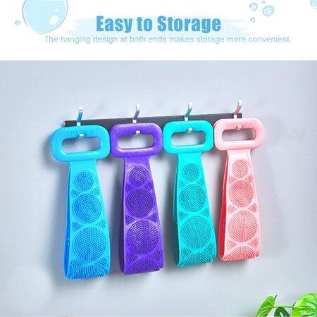 Picture of Silicone Bath Body Brush, Exfoliating Long Silicone Body Back Scrubber Double Side Body Brush Back Washer for Deep Cleaning Bath Towel Brush
