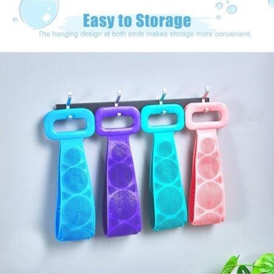 Picture of Silicone Bath Body Brush, Exfoliating Long Silicone Body Back Scrubber Double Side Body Brush Back Washer for Deep Cleaning Bath Towel Brush