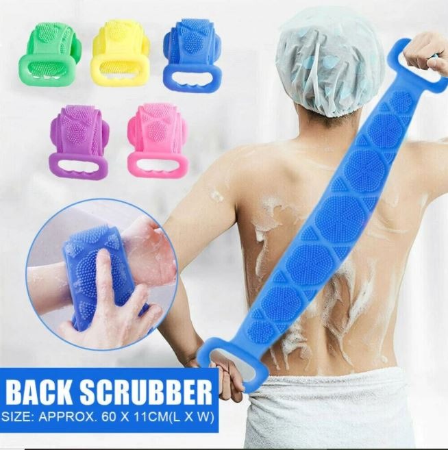 Picture of Silicone Bath Body Brush, Exfoliating Long Silicone Body Back Scrubber Double Side Body Brush Back Washer for Deep Cleaning Bath Towel Brush