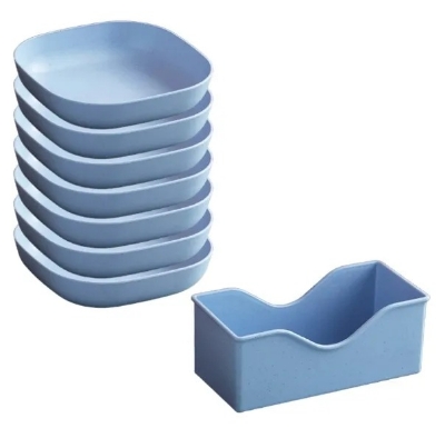 Picture of Plastic Maid 10Pcs Square Dinner Plates With Holder (KD : 324) Different colors in a set ]