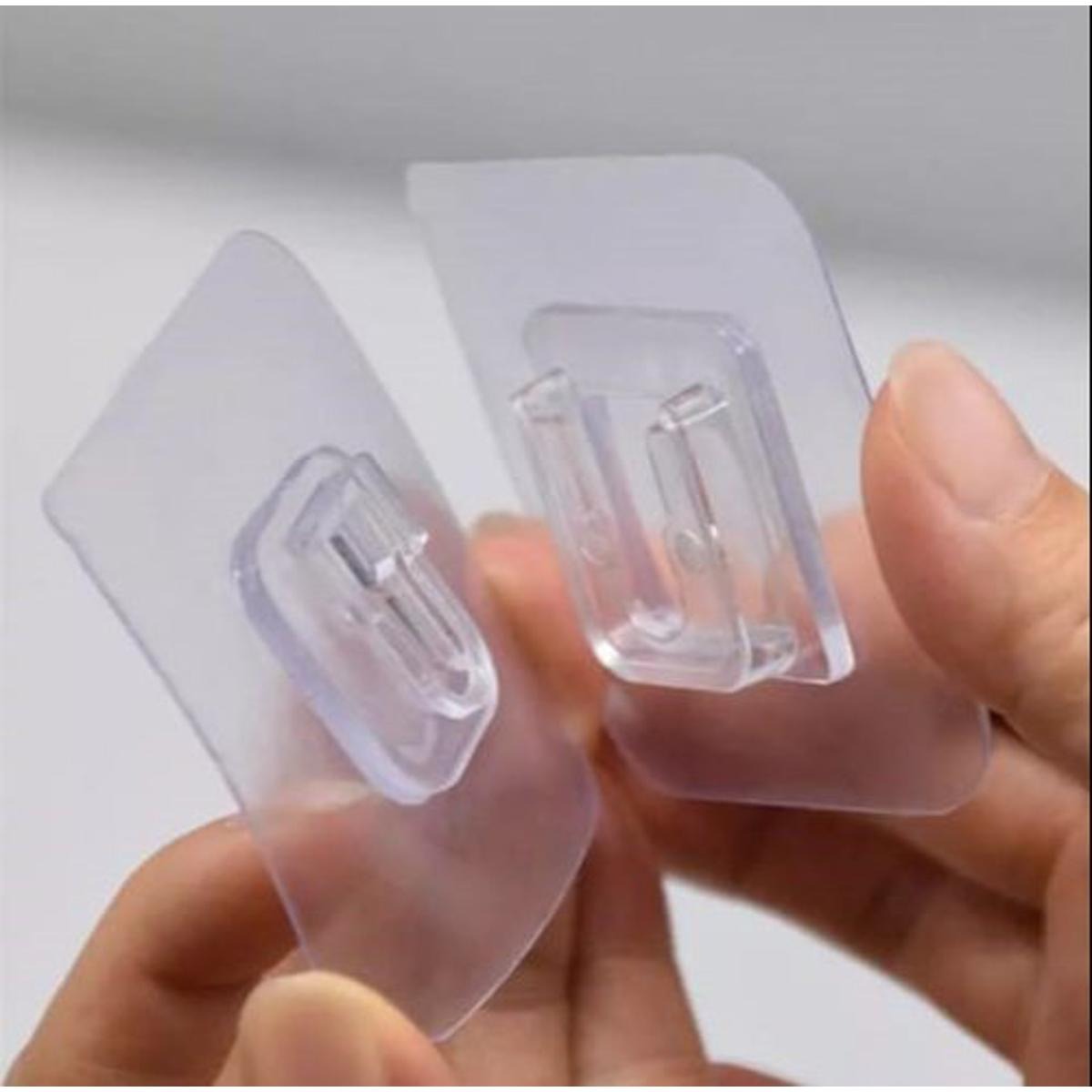 Picture of 1Pair Double Sided Wall Adhesive Hook Socket2 Pair Double Sided Wall Adhesive Hook Socket Holder Cable Storage Plug Fixing Organize Seamless Waterproof Reusable Holder.