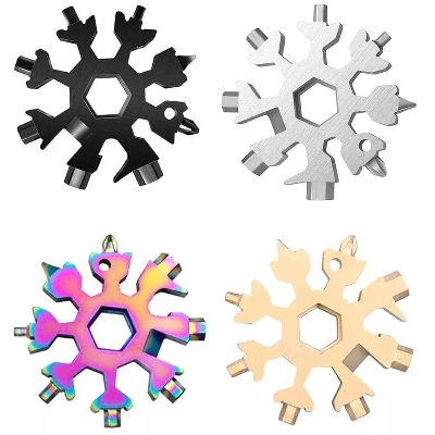 Picture of 18 In 1 Snowflake Multifunctional Pocket Tool Keyring Key Ring Spanner