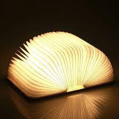 Picture of Rechargeable Folding Book Lamp, Wooden Book Light, 5 Colors Folding Night Light, Portable Desk Light USB Rechargeable Wooden Table Lamp Magnetic Design Creative Gift for Kids Family Girlfriend