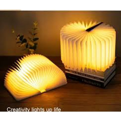 Picture of Rechargeable Folding Book Lamp, Wooden Book Light, 5 Colors Folding Night Light, Portable Desk Light USB Rechargeable Wooden Table Lamp Magnetic Design Creative Gift for Kids Family Girlfriend