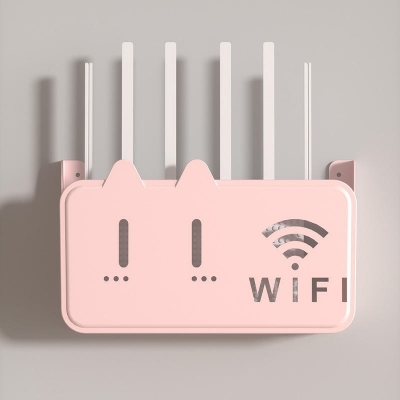 Picture of New Portable Wall Mounted WiFi Router Shelf Cute Cartoon Bear Punch-Free Router Storage Box Space-Saving Router Rack for Living