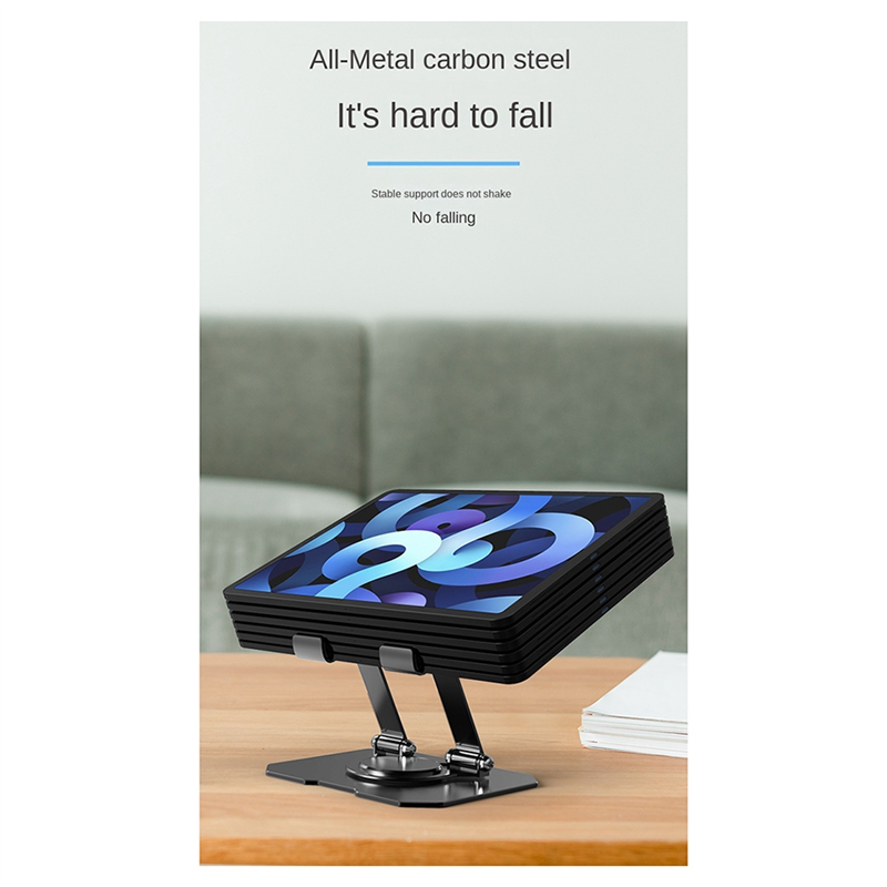 Picture of Aluminum Tablet Stand With 360 Degree Rotating Base, Foldable And Adjustable, Suitable For Office Desks, Home Offices, Compatible With IPad Pro Air Mini, Etc