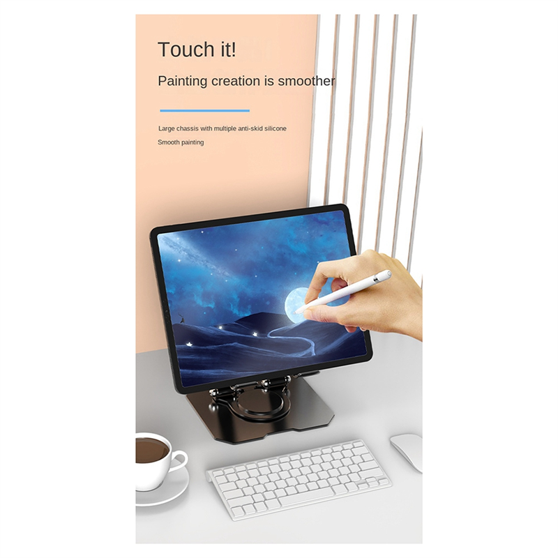 Picture of Aluminum Tablet Stand With 360 Degree Rotating Base, Foldable And Adjustable, Suitable For Office Desks, Home Offices, Compatible With IPad Pro Air Mini, Etc