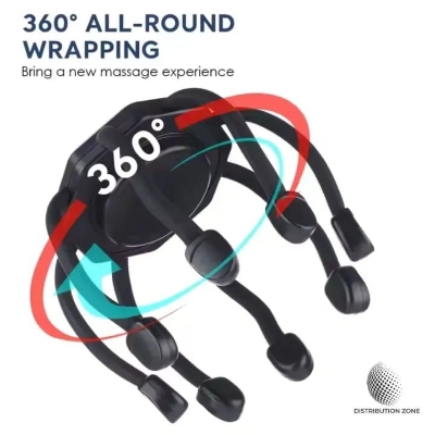 Picture of Electric Head Massager Octopus Scalp Massager Therapy Device Electric Octopus Claw Head Scalp Massager 3 Modes Vibration Massage Therapeutic Head Scratcher Relief Head Fatigue Improve Sleep Octopus Head Vibration Relaxing Massager