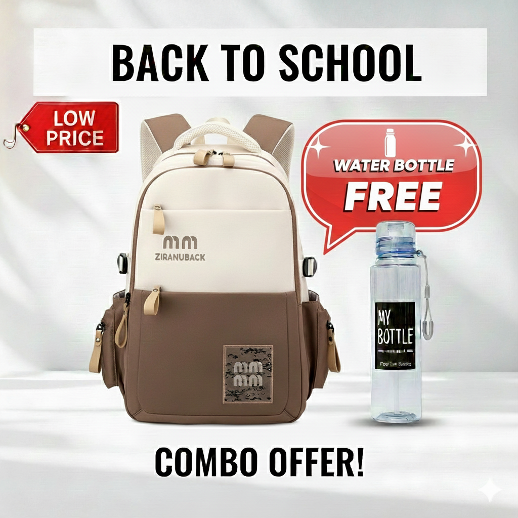 Picture of Premium Lightweight School Bag for Teens – Spacious College Backpack with Free Water Bottle