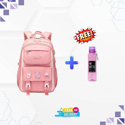 Picture of Waterproof School Bag for Girls & Boys 2025 + FREE 500ml Transparent Water Bottle – Premium Student Combo