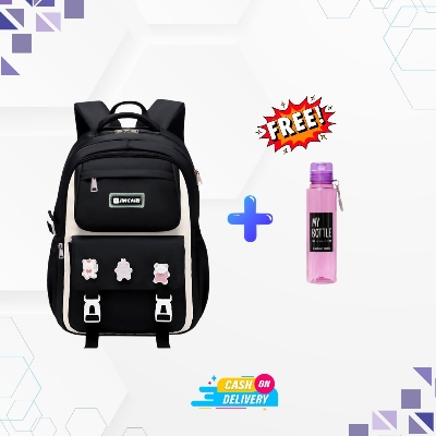 Picture of Waterproof School Bag for Girls & Boys 2025 + FREE 500ml Transparent Water Bottle – Premium Student Combo