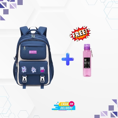 Picture of Waterproof School Bag for Girls & Boys 2025 + FREE 500ml Transparent Water Bottle – Premium Student Combo