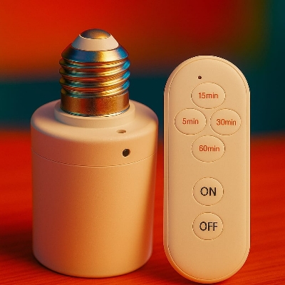 Picture of Smart AC220V Wireless remote Control Lamp Holder With Timing Adjustment Function Smart Light LED Lamp Base Universal