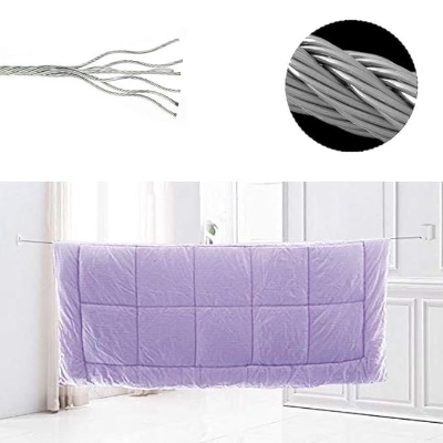 Picture of Drying Lines for Clothes, No Drilling Washing Line 20kg 4.2m Wall Mounted Drying Line with Adjustable Stainless String Heavy Duty Durable for Hotel Bathroom Balcony Clothes Quilt with Glue and Screw