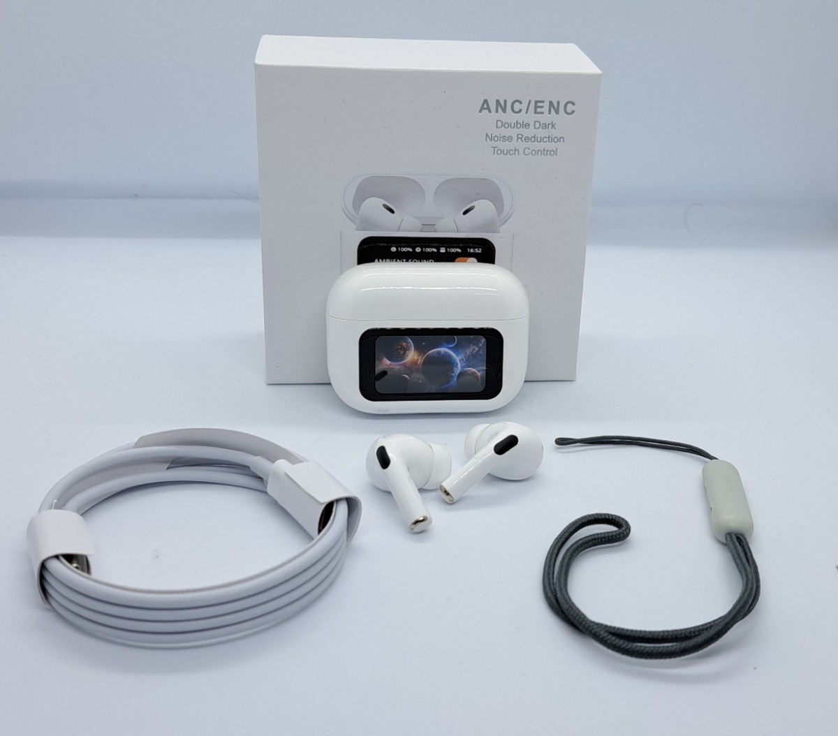 Picture of Airpods Pro New ANC/ENC A9 PRO 5th Generation Wireless Earbuds with LED Smart Touch Screen Display