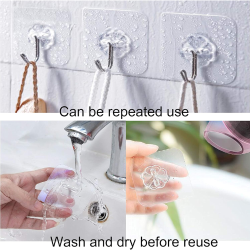 Picture of Hanger Hook For Bathroom Transparent Strong Self Adhesive Door Wall Hanger Hooks Suction Heavy Load Rack Cup Soccer