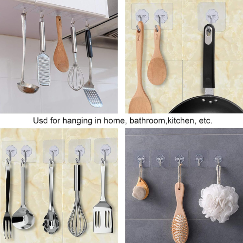 Picture of Hanger Hook For Bathroom Transparent Strong Self Adhesive Door Wall Hanger Hooks Suction Heavy Load Rack Cup Soccer